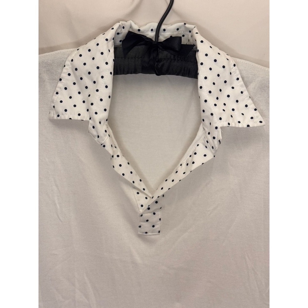 R.E.D. Valentino - Polka Dot Contrast Collar Top - White - M - Womens - Picture 2 of 6